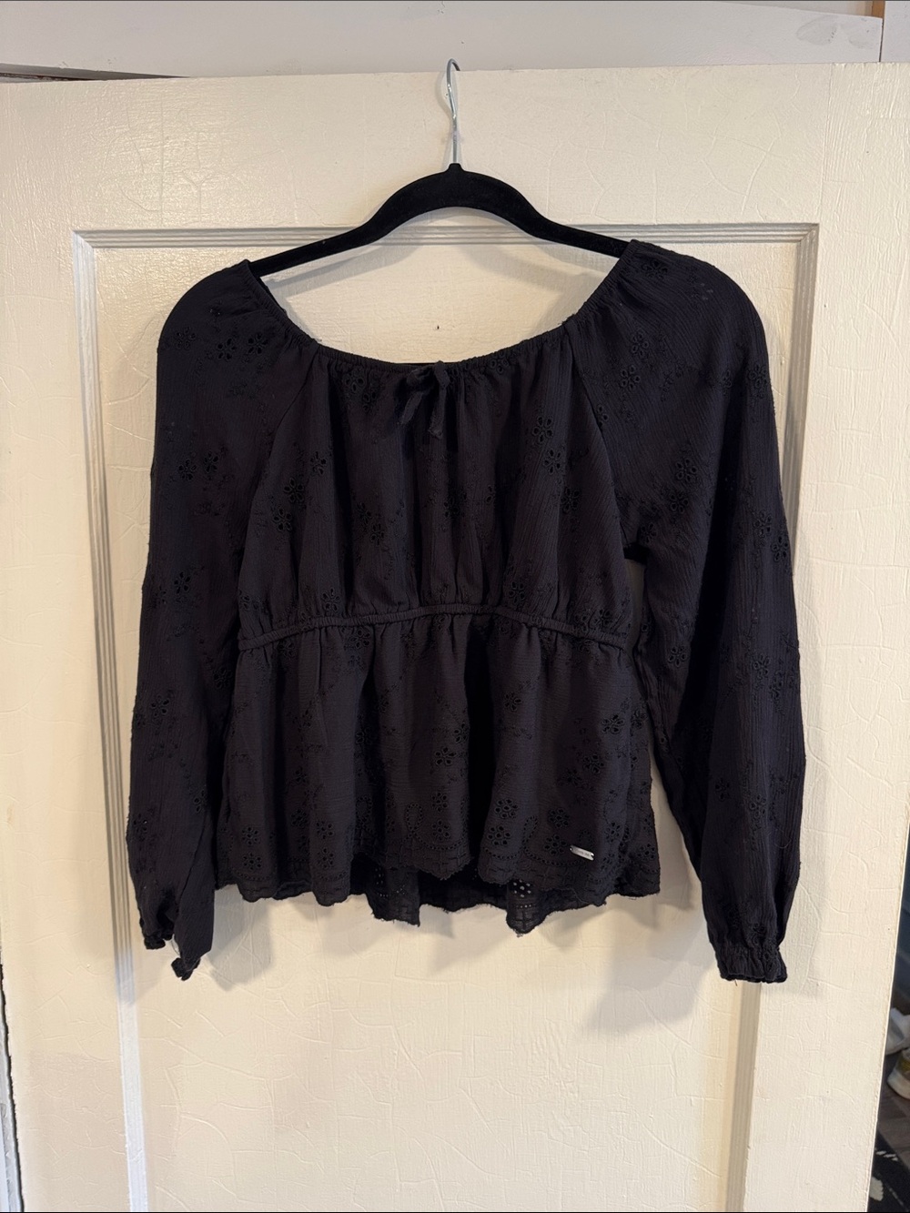 Limited Too Black Eyelet Peasant Blouse